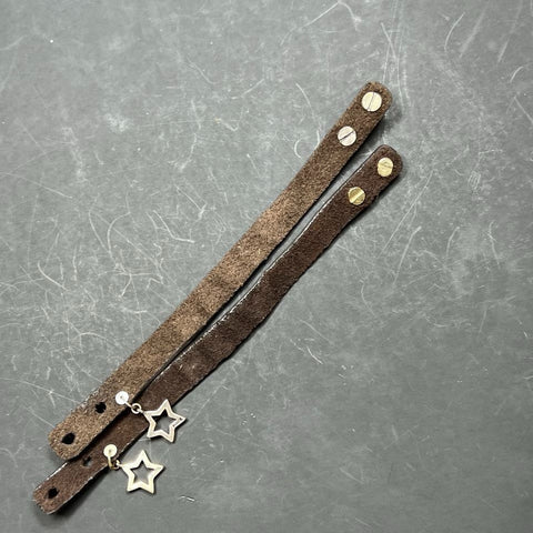 Fossil Dream & Wish Leather Studded Star Charm Bracelets