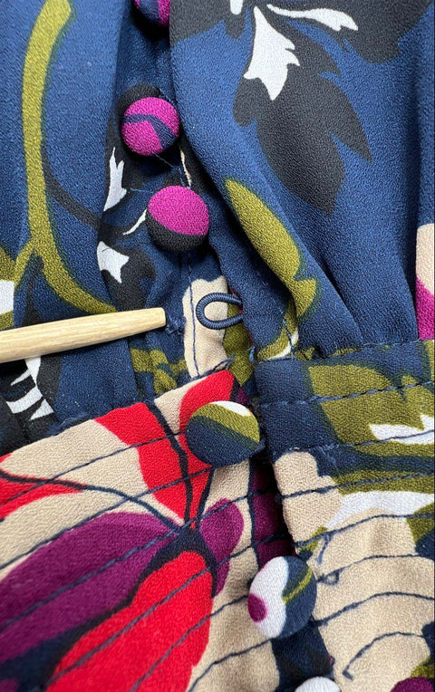 Tommy Hilfiger Women's Navy Blue Floral Long Sleeve A-Line Dress NWT Sz 8