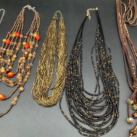 Boho Beaded Vintage to Modern Bib Tassel Necklaces Jewelry Lot of 8