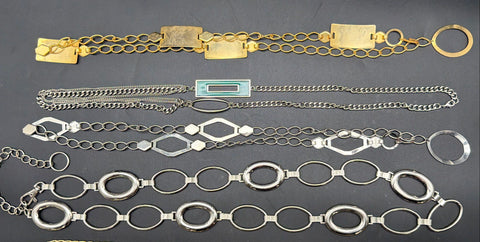 Vintage Y2K Lauren Ralph Lauren Women's Chain Belts Lot Gold Silver Tone 37-54