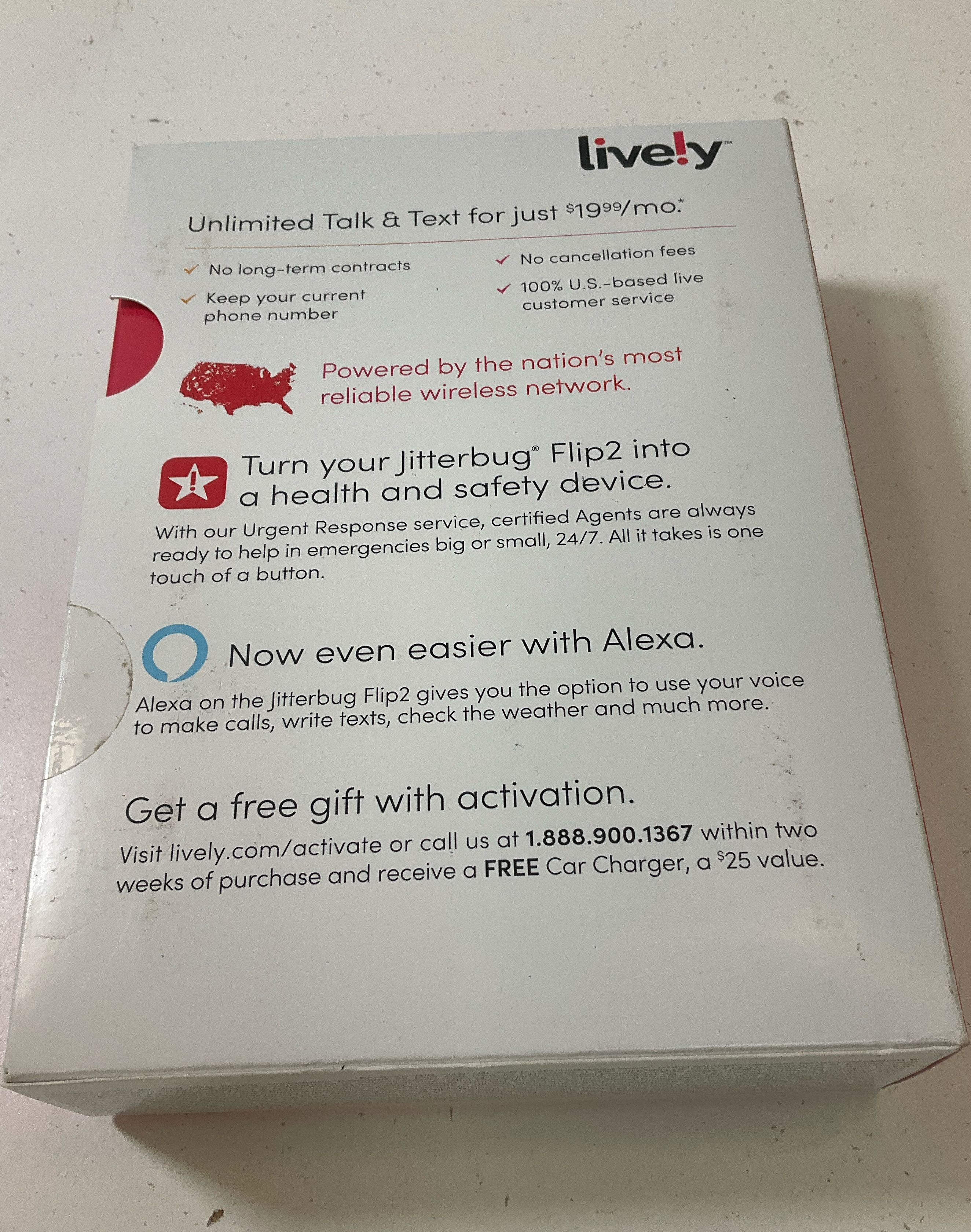 Lively Jitterbug Flip2 Cell Phone for Seniors Red Complete Unused Open Box