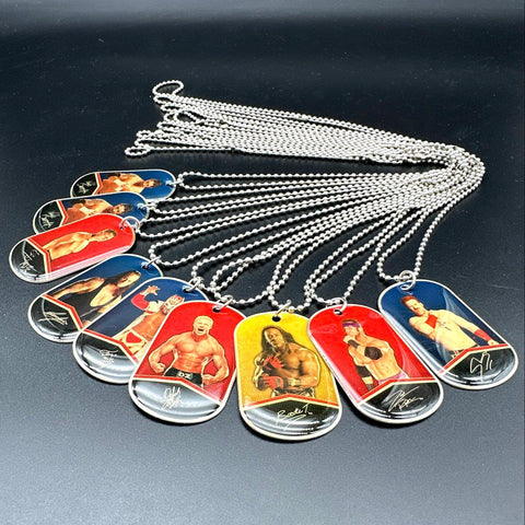 WWE Wrestling Dog Tag Necklace Lot Topps 9 Pieces Undertaker Miz Sheamus 2012