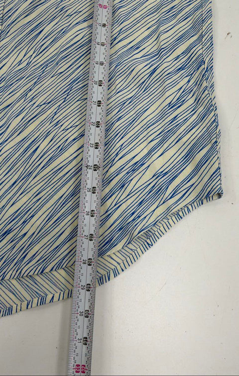 Equipment Femme Women's Blue Cream Abstract Stripe Viscose Button Down Blouse L