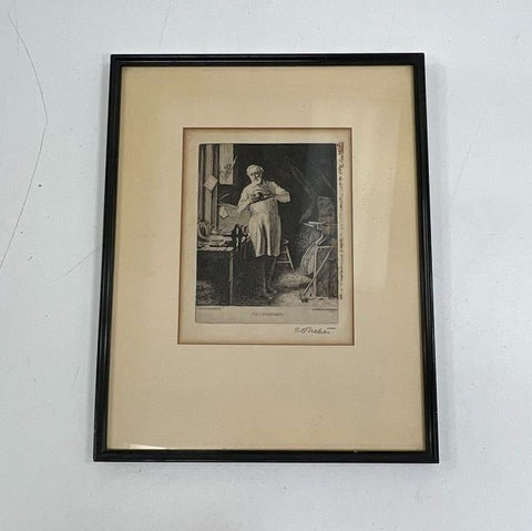 Antique C.H. Waters Pencil Signed Etching "The Coppersmith" After E.M. Ward