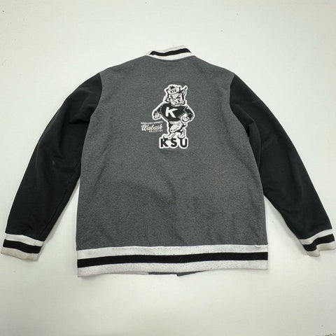 GTM Sportswear KSU Wildcats Wabash Varsity Letterman Jacket Gray Black Sz L