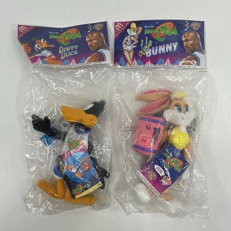 1996 Space Jam McDonald's Daffy Duck Lola Bunny Plush Lot 2pc Sealed New