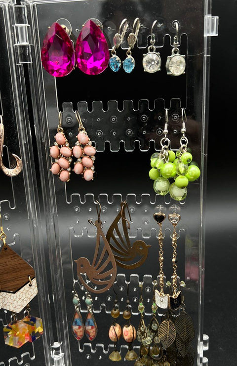 Mixed Costume Jewelry Earring Lot 40+ Pairs Boho Geometric Enamel Neon Hoops
