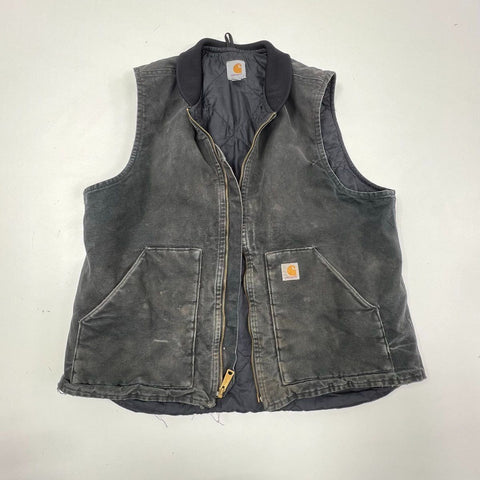 Carhartt Faded Black Duck Arctic Quilt Lined Work Vest Men's XL Tall