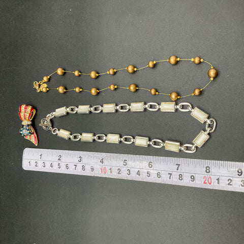 Carolee Jewelry Lot of 3 Vintage to Modern Necklaces Brooch Patriotic Enamel