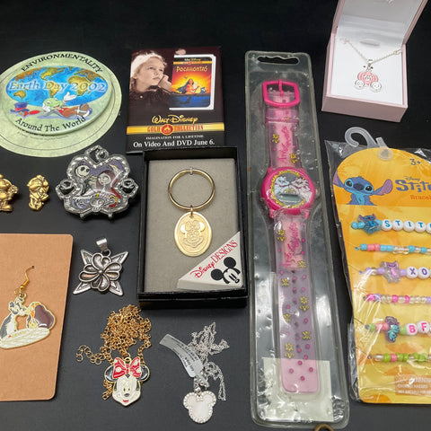 Disney Jewelry Lot 18pc Minnie Mouse Stitch Lion King Frozen Necklaces Bracelet