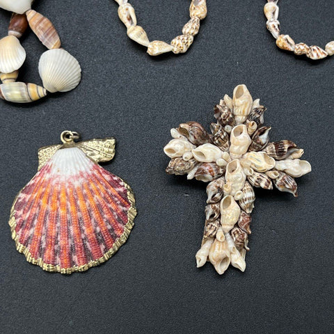 Boho Shell Jewelry Lot of 15 Vintage Cowrie Puka Necklaces Bracelet Earrings