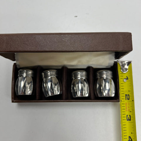 Vintage Salt & Pepper Shaker Lot Silver Plate Wood Ceramic 5 Sets NOS Boxed