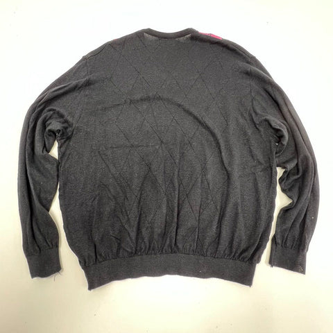 Vintage 90s St Croix Men's V-Neck Sweater Black Argyle Silk Cotton XXL