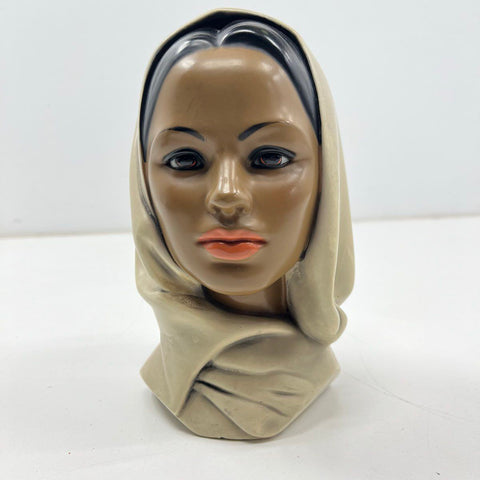 Vintage Mid-Century Modern Ceramic Bust Sculpture Woman Head Hollywood Regency