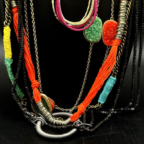 Mixed Fashion Jewelry Necklace Lot Cowrie Shell Faux Druzy Corded Boho Styles