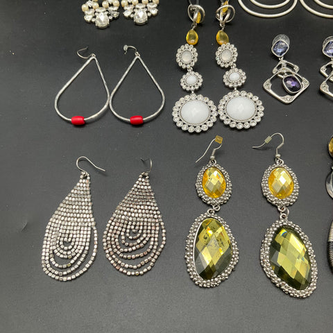 Boho Modern Costume Earrings Lot 16 Pairs Geometric Statement Drop Stud