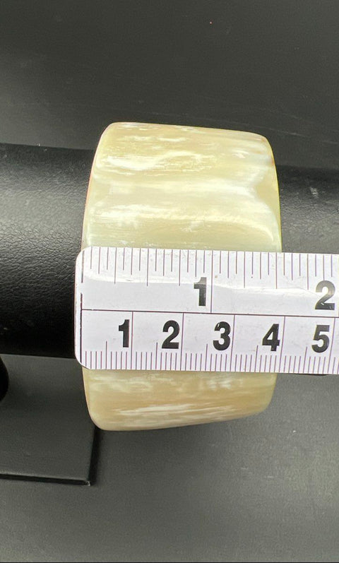 PONO by Joan Goodman Chunky Resin Bangle Bracelet Wide Oval Brown Signed 7.25"