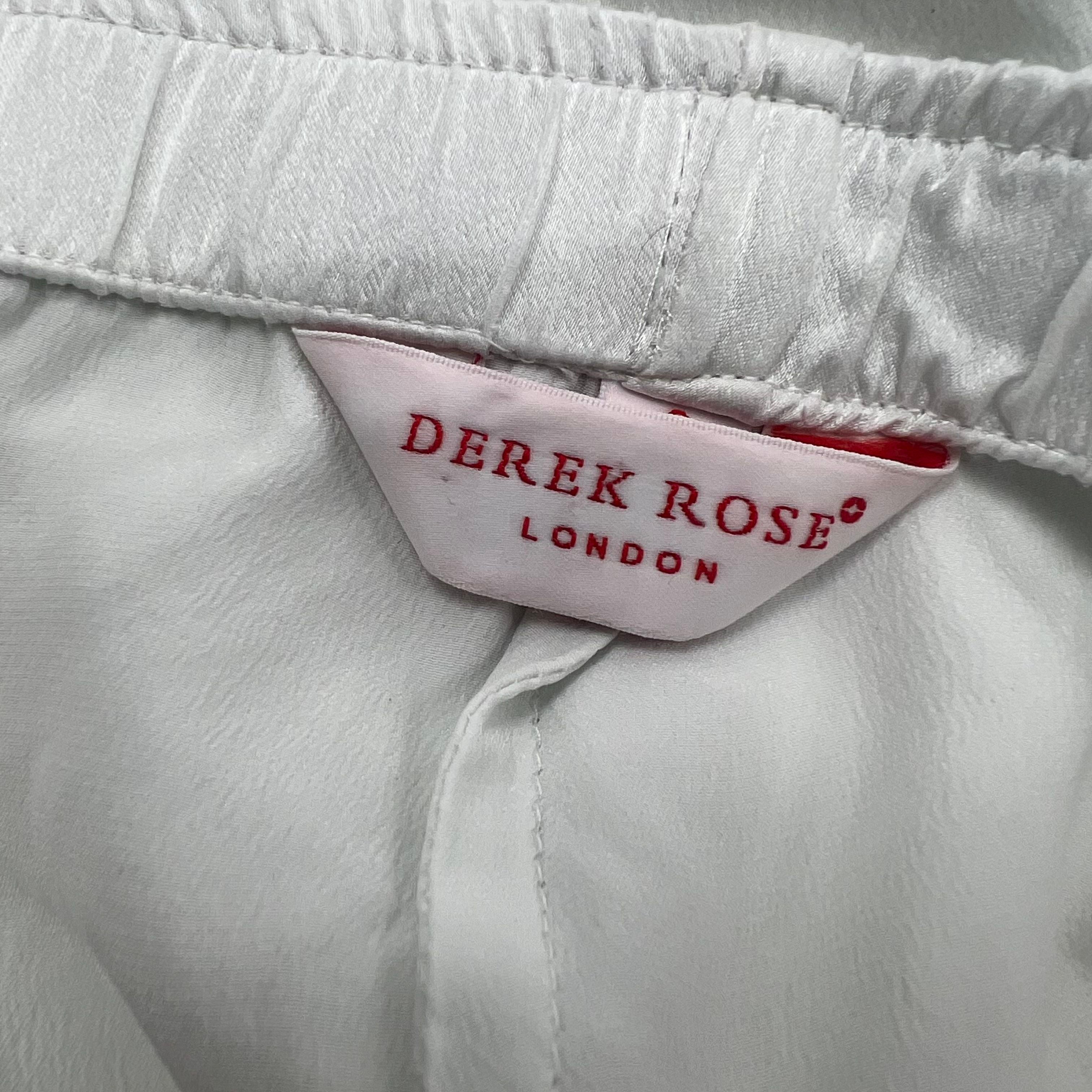 Derek Rose White Flowy Cropped Pant Women's Size Small Drawstring Silk