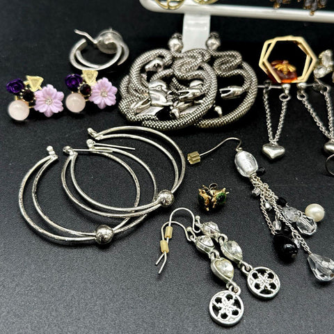Whimsical & Novelty Fashion Earrings Lot 30+ Pairs Gummy Bear Snake Boho Dangles
