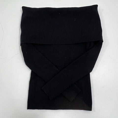 Wilfred Women's Thais Sweater Black Off The Shoulder Ribbed Knit Size S