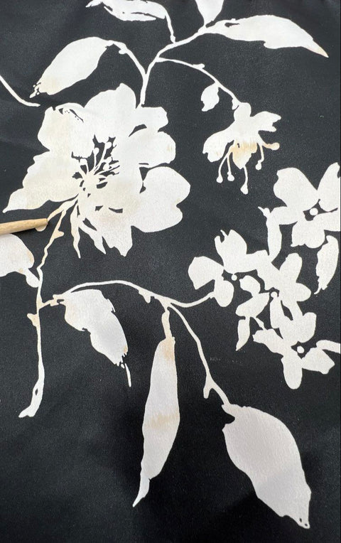 Vintage 90s Niki Livas Women's Black White Floral Strapless Tulle Dress Sz 14