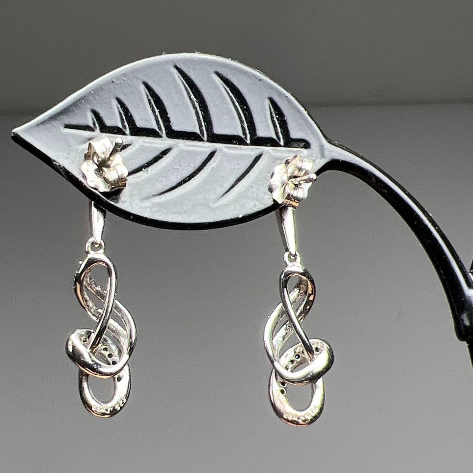 925 Sterling Silver Twist Gemstone Earrings 2.32g