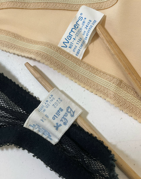 Vintage Women's Black Beige White 3 Strapless Bras 34B & 36B Bali Warners