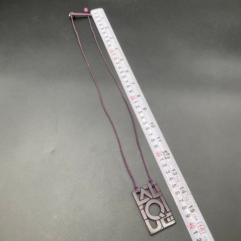 Lalique France Vintage Purple Crystal LOVE Art Deco Stylized Pendant Necklace