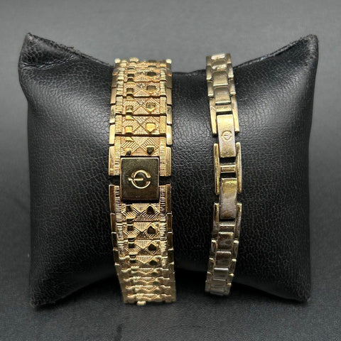 Two Vintage Elgin Gold Tone Rectangular Wristwatches EG286NB EG616 Lot