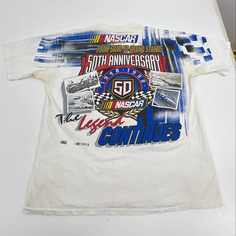 Vintage 1998 NASCAR 50th Anniversary All Over Print T-Shirt Chase USA Sz XXL