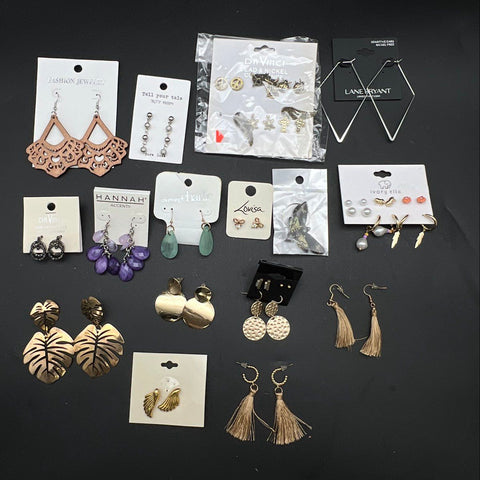Lane Bryant Ivory Ella Lovisa Fashion Earring Lot 16 Pairs Tassels Hoops Studs