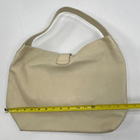 Dooney & Bourke Cream Pebbled Leather Lock Hobo Shoulder Bag Silver Hardware