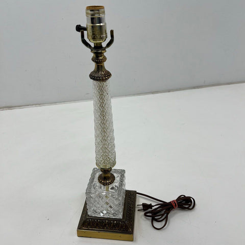 Vintage Italian Lead Crystal Brass Table Lamp Base Hollywood Regency Style