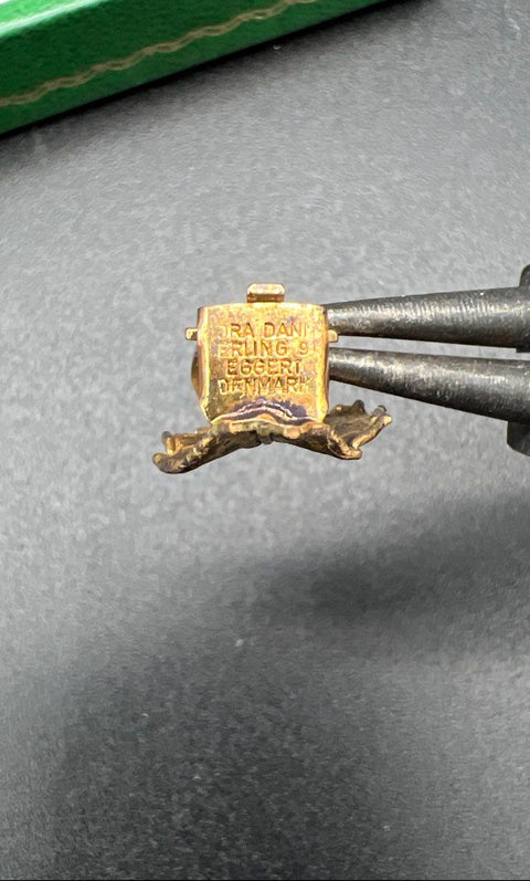 Flora Danica Copenhagen Gold Gilt Sterling Silver Leaf Brooch Earring Set