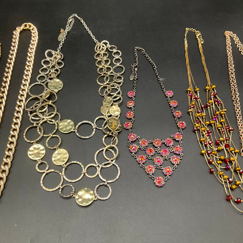 Fashion Necklace Jewelry Lot of 8 Gold Silver Tone Beaded Rhinestone Statement