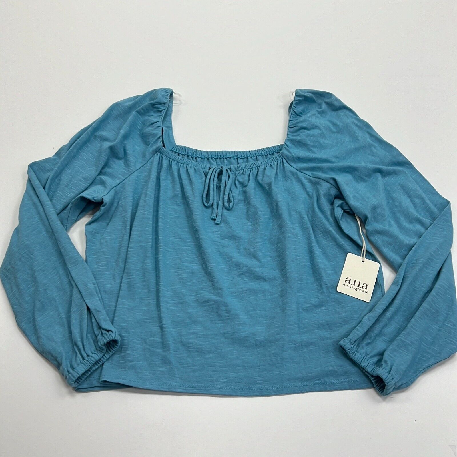 NWT A.n.a A New Approach Women's Blue Long Sleeve Pullover Cropped Top Size L