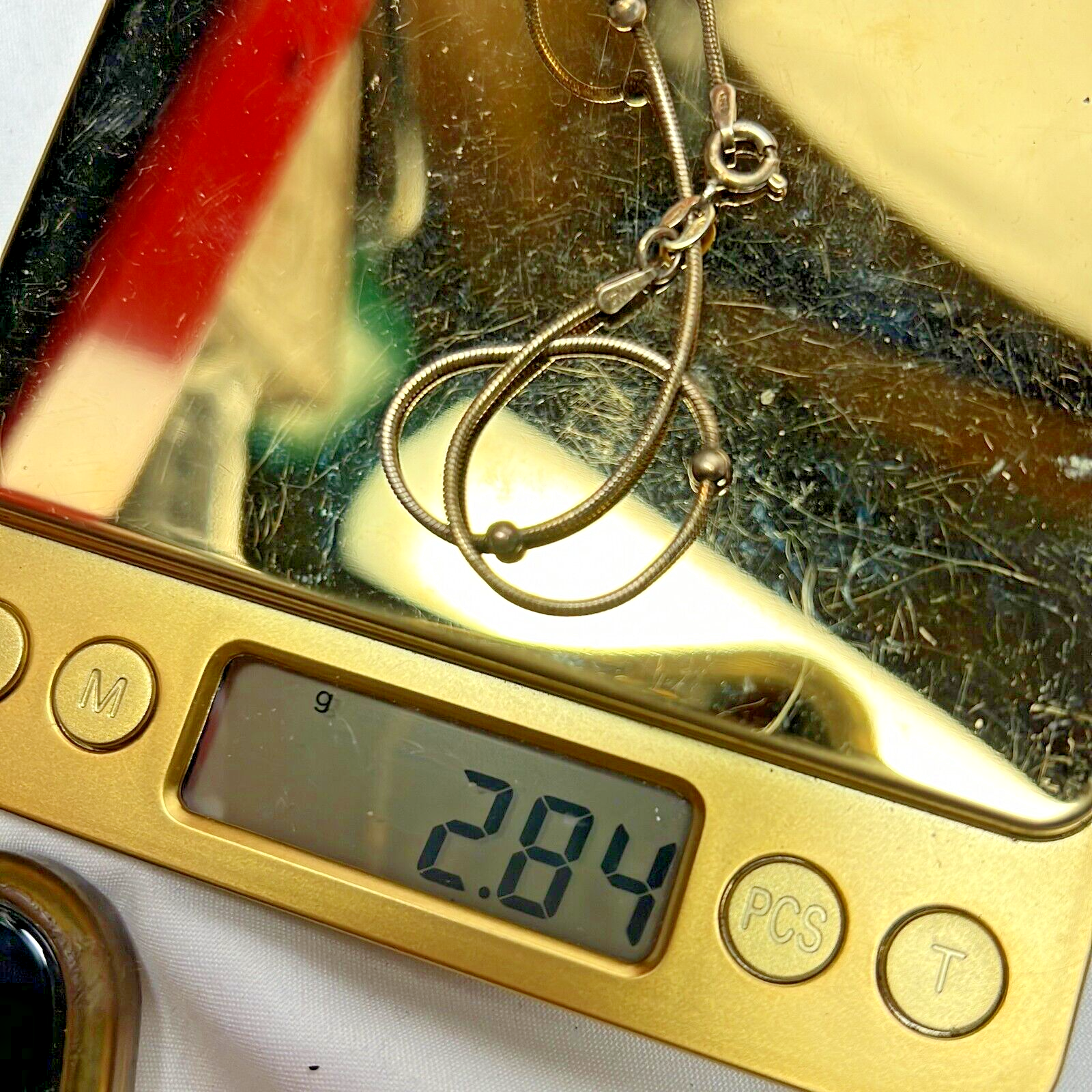 925 Sterling Silver  Bearing Snake Chain Bracelet 2.84g