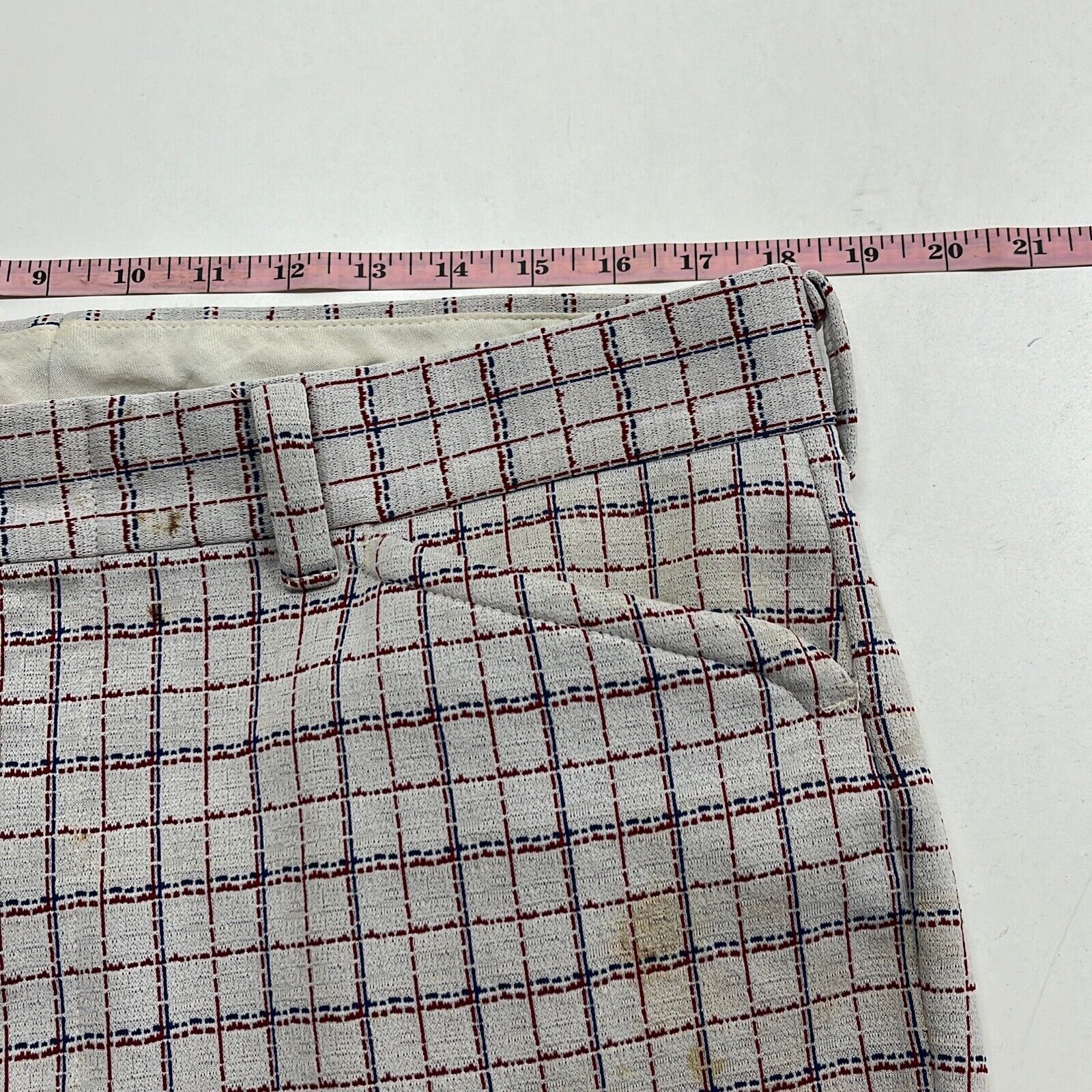 Farah Men's Multicolor Check Flat Front Straight Leg Pants Made In USA 37x29