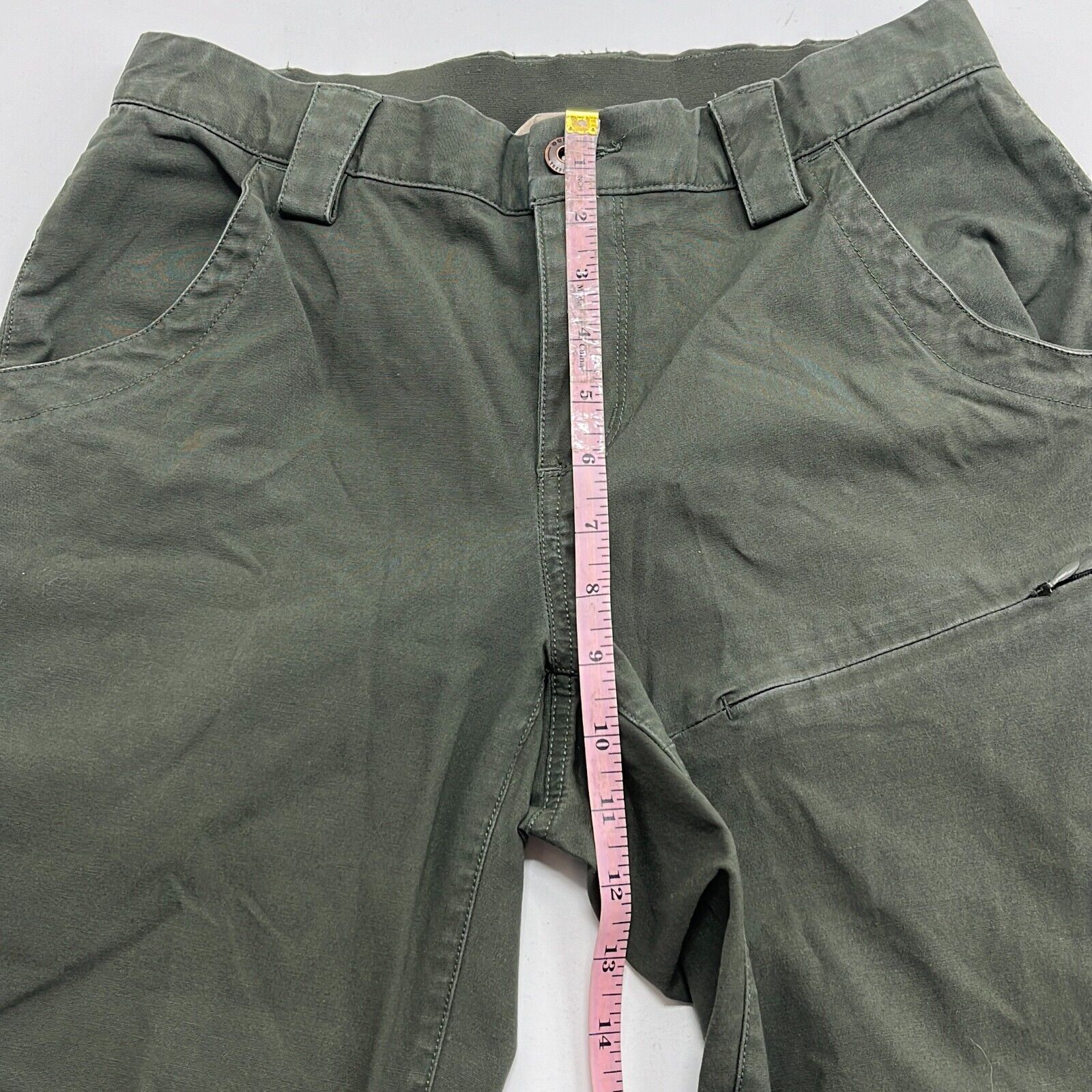 Duluth Trading Co. Women's Green Flat Front Stretch Pockets Capri Pants Size 4