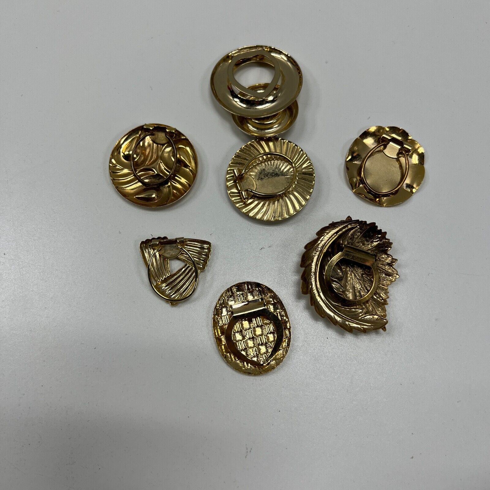 Vintage Lot Of 8 Assorted  Scarf Clips Gold Tone