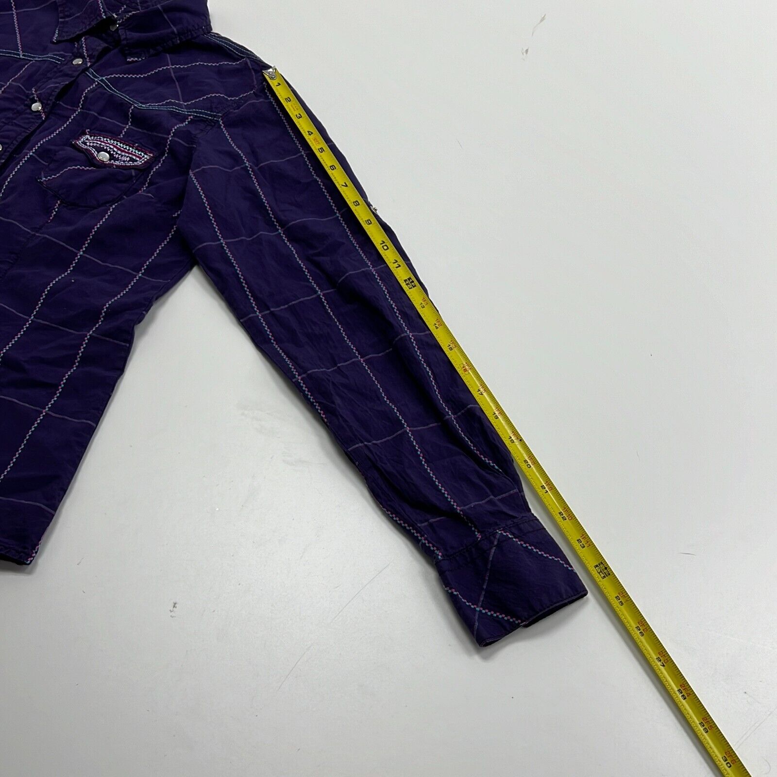 Cowgirl Legend Women’s Purple Long Sleeve Collared Pockets Button-Up Shirt Sz L