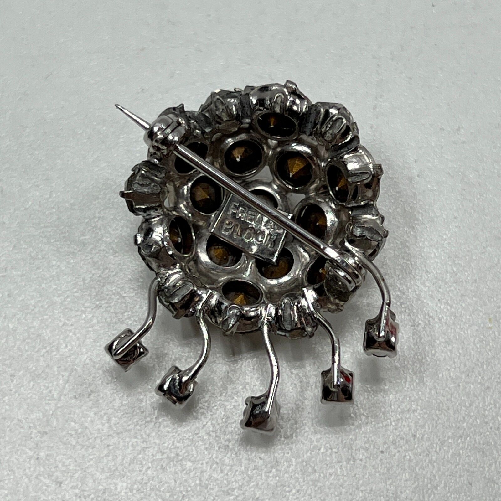 Fred A Block Clear Rhinestone Atomic Sputnik Brooch Vintage