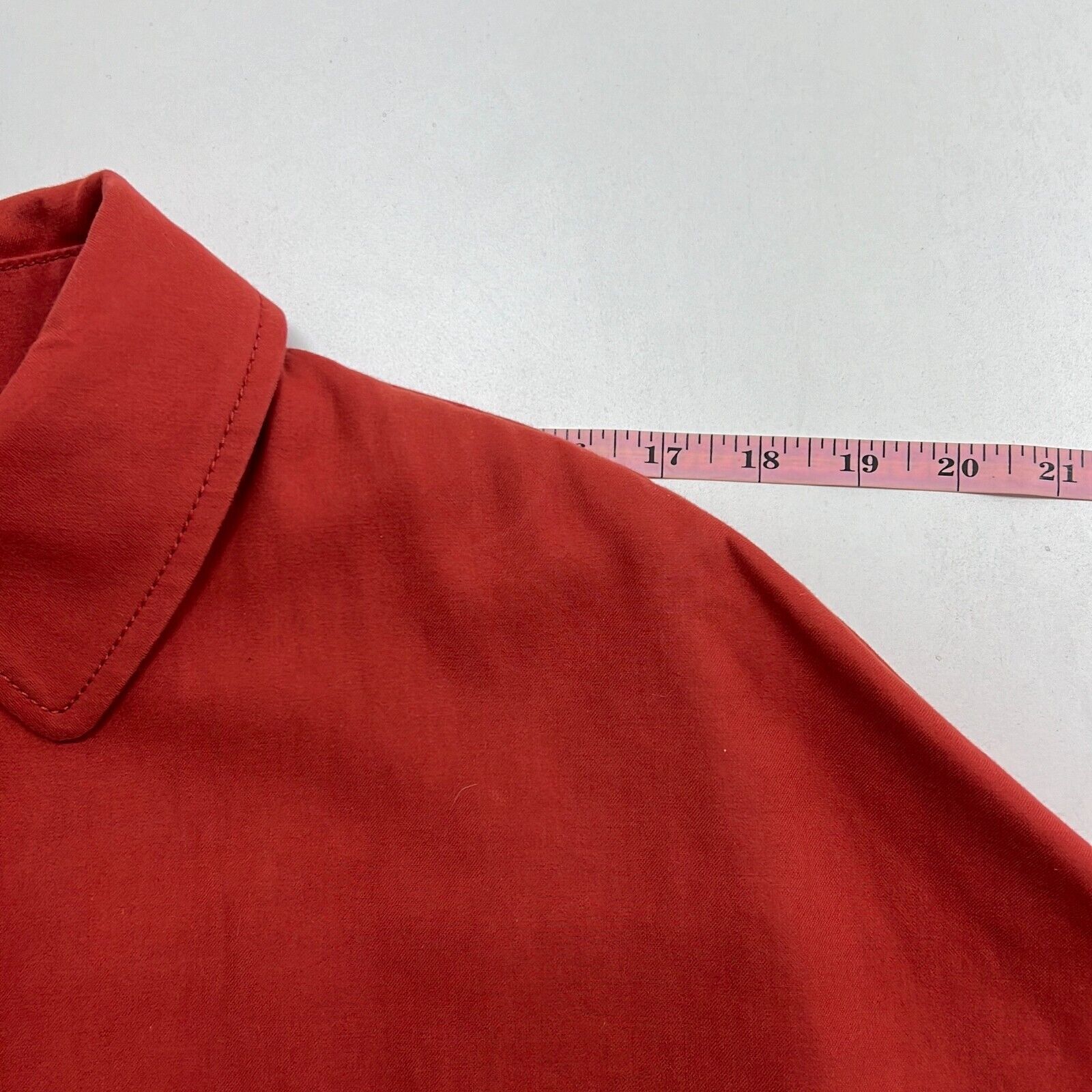 Faconnable Women's Red Short Sleeve Spread Collar Slash Pocket Coat Size XL