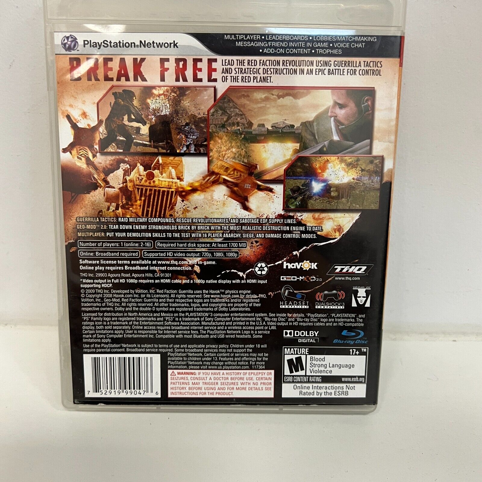 Red Faction Guerrilla PS3 Sony Playstation 3 Game