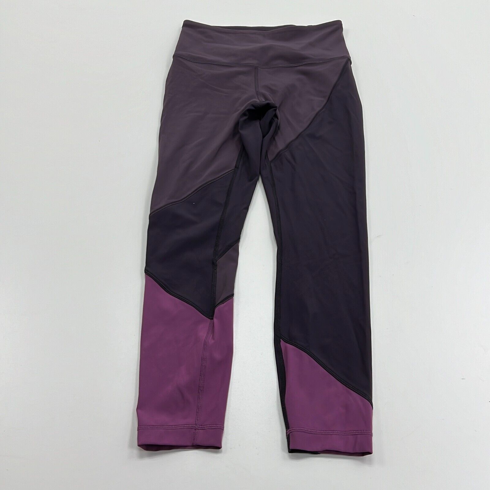 Lululemon Purple Colorblock Elastic Waist Skinny Cropped Leggings 24" Waist