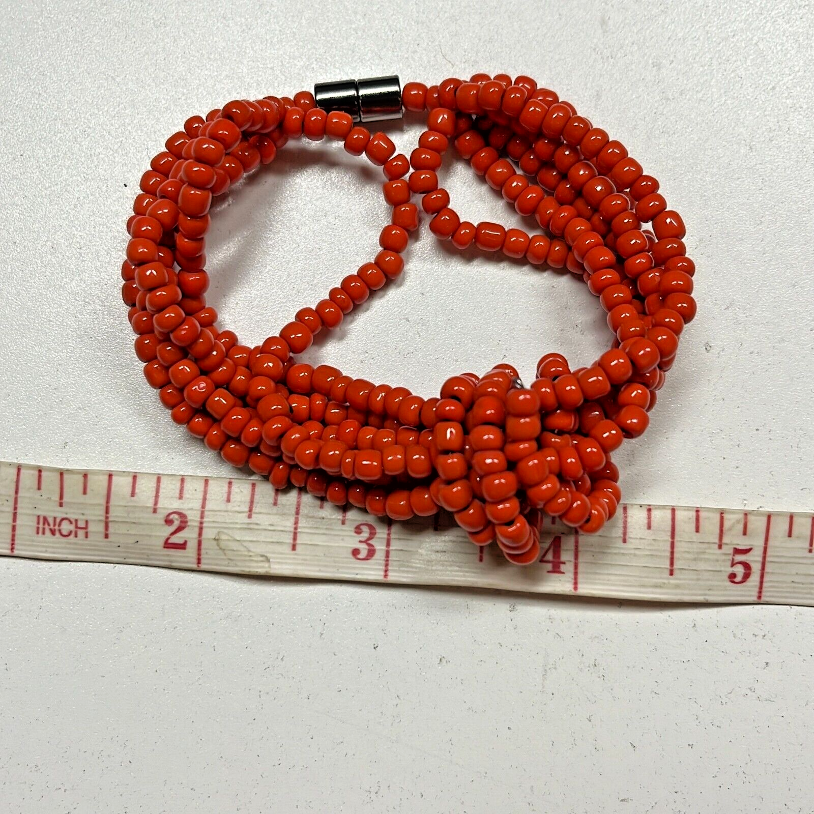 Costume Jewelry Multi Layered Orange Beaded Bracelet