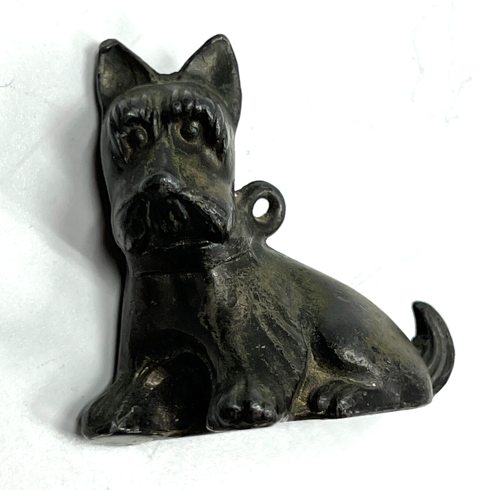 Metal Scottie Dog Scottish Terrier Fan Pull Signed Japan Vintage