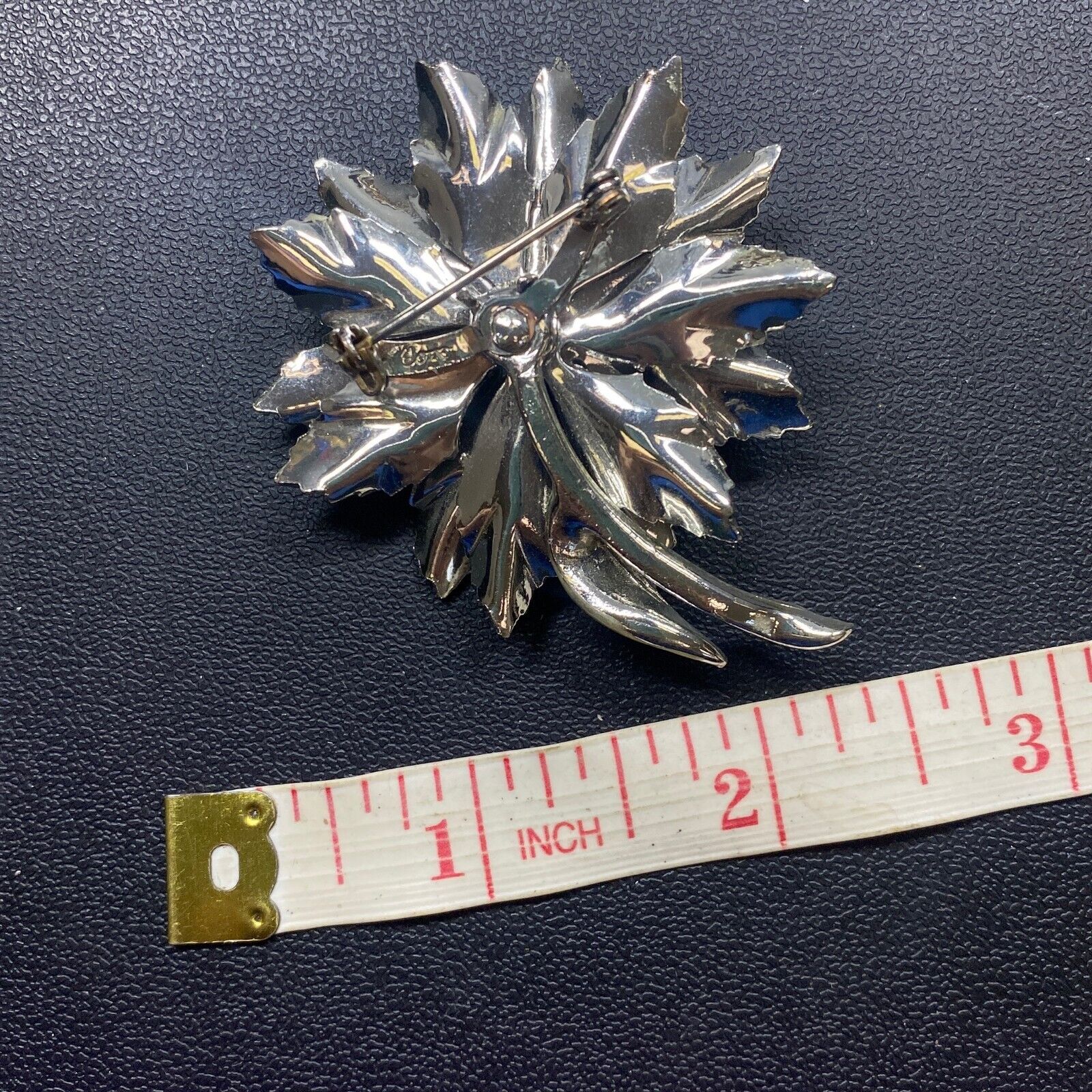 Coro Silver Tone Costume Jewelry Engraved Floral Pin Brooch