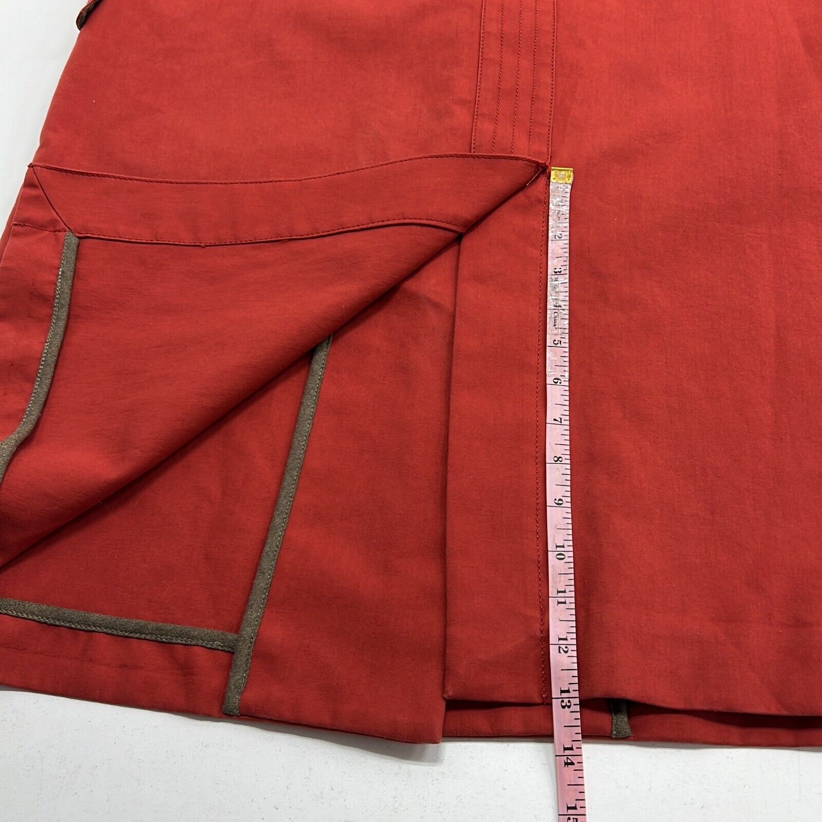 Faconnable Women's Red Short Sleeve Spread Collar Slash Pocket Coat Size XL