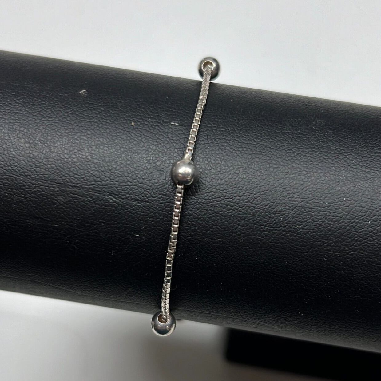 925 Sterling Silver Fine Jewelry Box Chain Ball Bracelet 3.07g